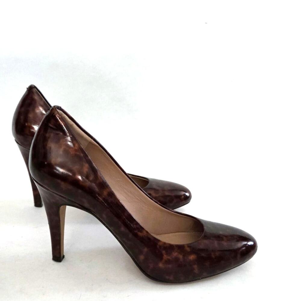 Vince Camuto Faliat Patent Leather Subtle Tortoise Shell Stiletto Pumps Y2K Sz 7